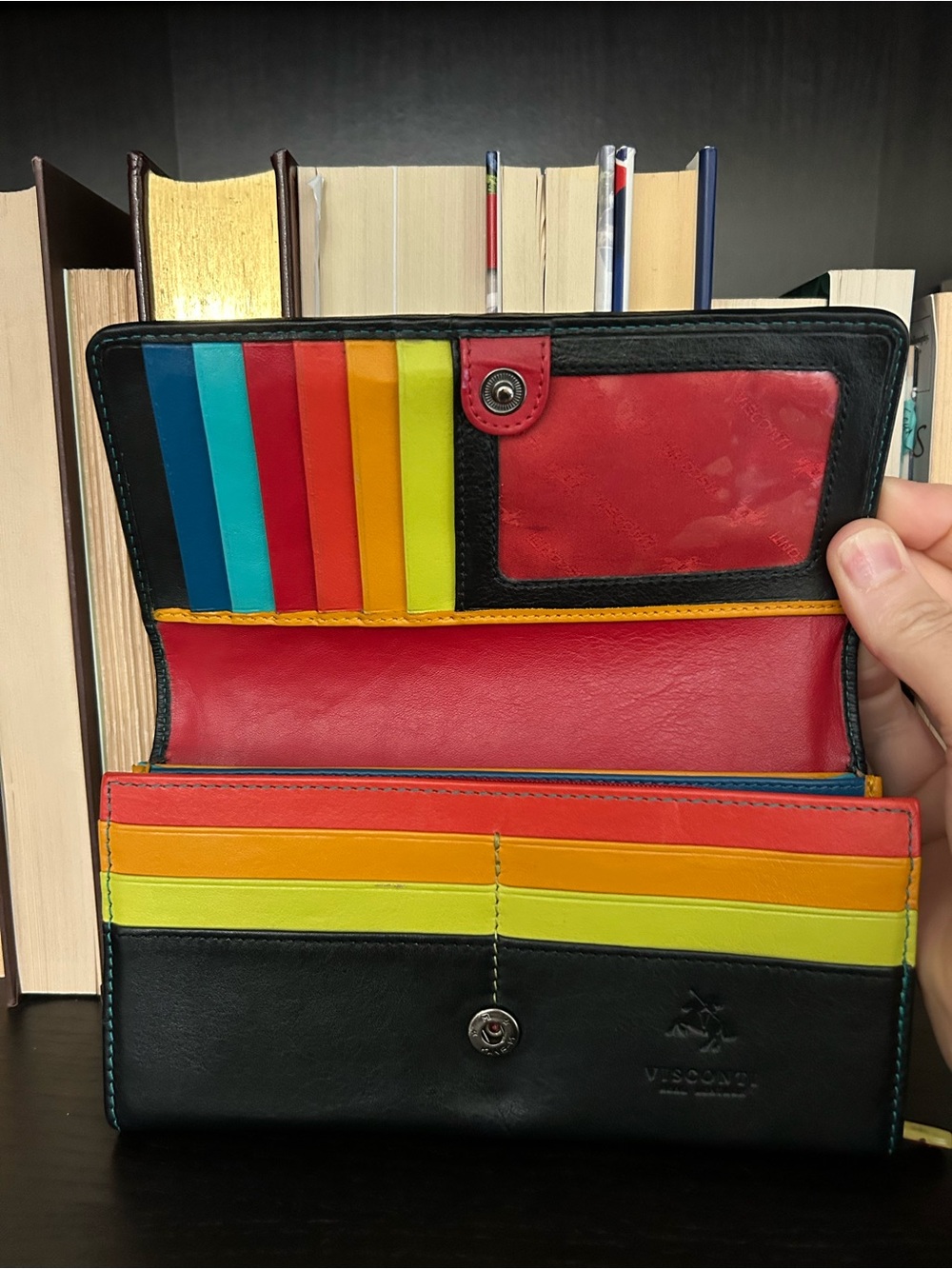 VISCONTI - Kos Purs- Cash and Coin - Trifold Wallet - Multicolored Leather - Picture 8 of 15